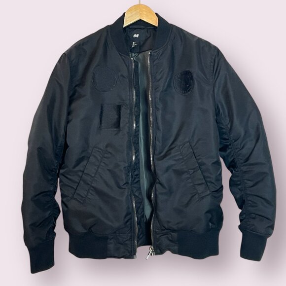 H&M Men's Black Bomber Full Zip Size Small - Picture 1 of 12